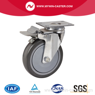 Chrome 6 Inch 130Kg Plate Brake PU Caster